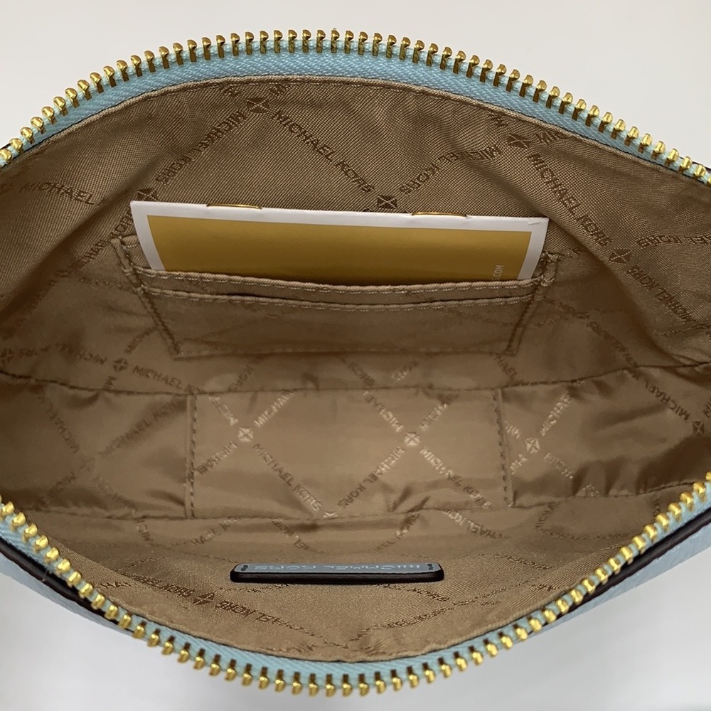 MICHAEL KORS Dover Small Half Moon Leather Crossbody Bag Vista Blue color - Picture 10 of 16